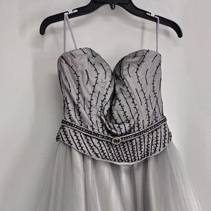 Night Moves Ball Gown Grey accentuated with Black and Silver Beads Size 10